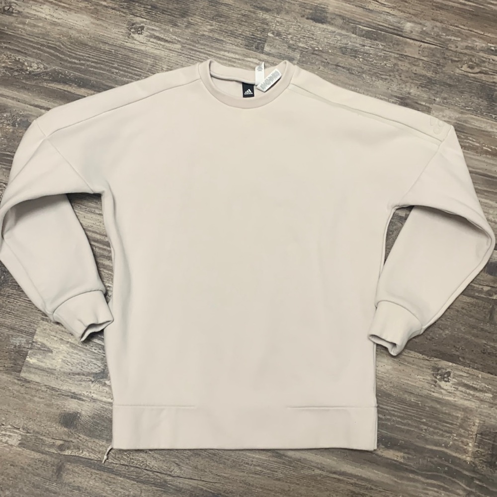 Adidas Sweatshirt side zipper. Size small. Cream colored.